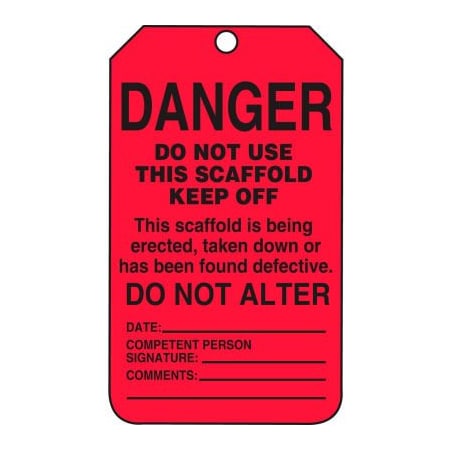 Accuform Accuform Danger Do Not Use This Scaffold Keep Off Tag, PF-Cardstock, 25/Pack TSS101CTP